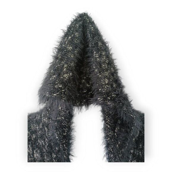Express Oversized Fuzzy Eyelash Knit Open Front Cardigan Sweater Black Sz Medium - Picture 3 of 9